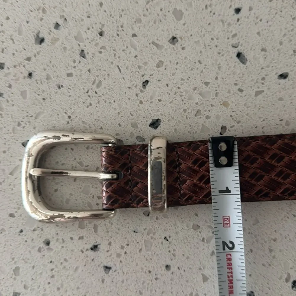 Allen Edmonds Men's Size 44 Brown/Tan Classic Genuine Leather Belt Made In USA